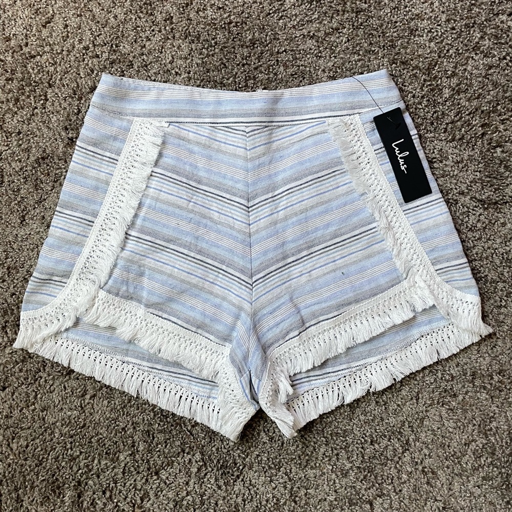 Lulus Savvy Blue and White Striped Shorts